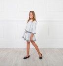 Gray & White Lace Jersey Dress