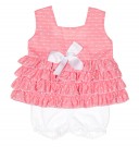 Girls Pink Layered Top & White Pique Shorts Set 