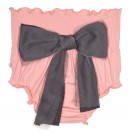 Baby Blush Pink Swim Nappy with Gray Maxi Bow
