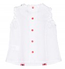 Girls White Blouse & Coral Pink Shorts Set 
