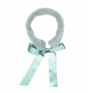 Girls Pale Green Synthetic Fur Scarf with Satin Bow