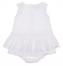 White Floral Embroidered Lace Dress & Knickers Set