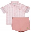 Conjunto Bebé Camisa Cuadros & Pantalón Rosa Empolvado 
