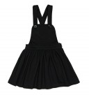 Mustard Cat Print Dress & Black Dungaree Skirt Set