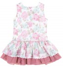 Pastel Floral Polka Dot Cotton Dress with Ruffle Skirt