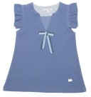 Blue Pique Jersey Dress with bow