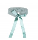 Girls Pale Green Synthetic Fur Scarf with Satin Bow