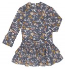 Girls Gray Floral Print Viscose Dress