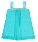 Girls Turquoise Polka Dot & Lace Dress