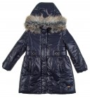 Navy Blue Padded Coat with Fur Hood