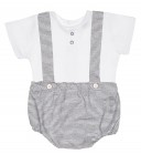 Baby Boys Striped Shorts with Braces & White Shirt Set