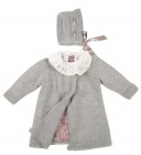 Grey 2 Piece Cotton Knitted Coat & Bonnet Set