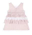 Girls Pink & White Striped Layered Dress 