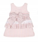 Girls Pink & White Striped Layered Dress 
