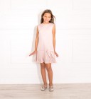 Girls Blush Pink & Silver Pleated Jersey Dress