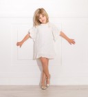  Girls Ivory Floral Embroidered Dress 