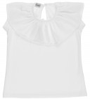 Ancar Camiseta Niña Algodón & Cuello Volante Plumeti Blanco