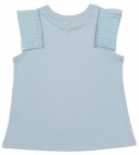 Girls Pale Blue Cotton Top with Pleated Shoulders