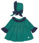 Baby Girls Green & Navy Blue 2 Piece Dress Set 