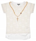 Girls Ivory & Gold Top With Necklace