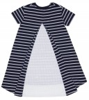 Girls Navy Blue & White Cutaway-Hem Dress