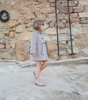 Girls Taupe Gabardine Trench Coat With Layered Frilly Back