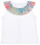 camiseta Bebé Niña Blanco Volante Multicolor