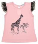 Girls Pink Palm & Giraffe Print Sun Top 