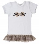 Girls White Frill Top with bows