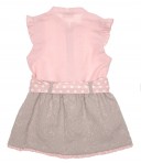 Pale Pink Blouse & Beige Jacquard Skirt Set 