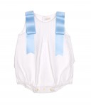 White Cotton Shortie with sky blue bows