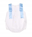 White Cotton Shortie with sky blue bows