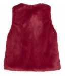 Girls Burgundy Synthetic Fur Gilet & Velvet Bow 