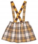 Girls Beige Blouse & Girls Mustard Checked Skirt Set 
