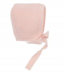 Blush Pink Knitted Bonnet with Flower 