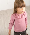 Pink Blouse with Ruffle Collar 