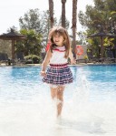 Girls White & Red Checked Dress with Ruffle Necklace