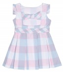 Girls Pink & Blue Check Print Dress