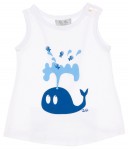 Camiseta Bebé Niña Blanca Dibujo Ballena Azul
