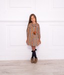Girls Fox Print Dress & Necklace Outfit