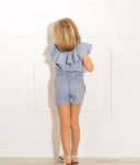 Girls Blue Playsuit With Ruffle Collar 