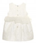Ivory Embroidered Dress With Silk Frill & Bow