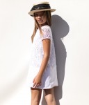 Girls White Broderie Dress with Crystals