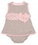 Baby Beige & Pale Pink Dress & Knickers Set