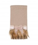 Beige Knitted Scarf with Synthetic Fur Adornment