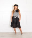 Black Checked Organza Skirt 