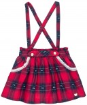 Girls Ivory Blouse & Red Tartan Skirt with Braces 