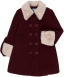 Cocote Girls Burgundy Coat with Synthetic Fur