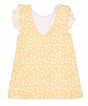Yellow & White Star Print Dress with Ruffle Collar