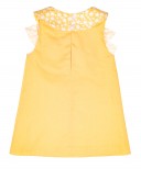 Yellow & White Shift Dress with Star Print Ruffle Collar